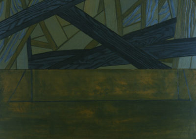 olieverf schilderij van Wim Konings, het begraven van het hout