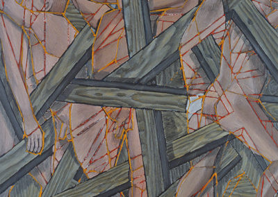 Olieverf schilderij van Wim Konings genaamd Studie voor een Kruisvinding I