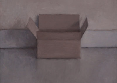 olieverf schilderij van en doos op een studiovloer van Wim Konings