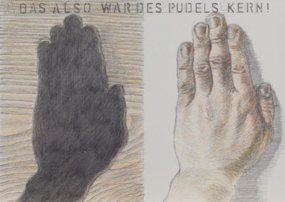 tekening van twee handen van Wim Konings