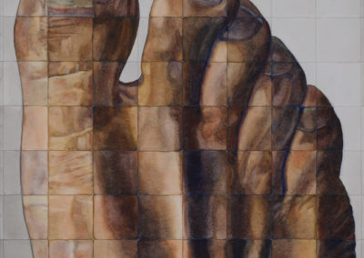 aquarel van Wim Konings, lichaamsdelen in kleur